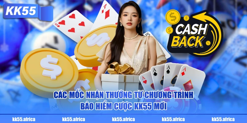 Các mốc nhận thưởng từ chương trình bảo hiểm cược KK55 mới